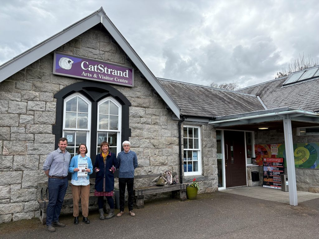 Andrew McConnell, Chief Executive of the Glenkens Community and Arts Trust, and Brian Edgar, Facilities Manager, at CatStrand, with Kate Smith and Emmanuelle Le Coz of the Scottish Parliament.