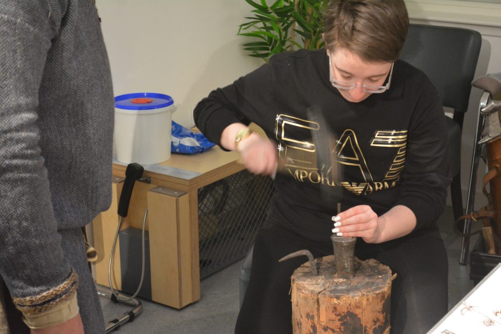 Bethany, of Dumfries and Galloway College, making jewellery