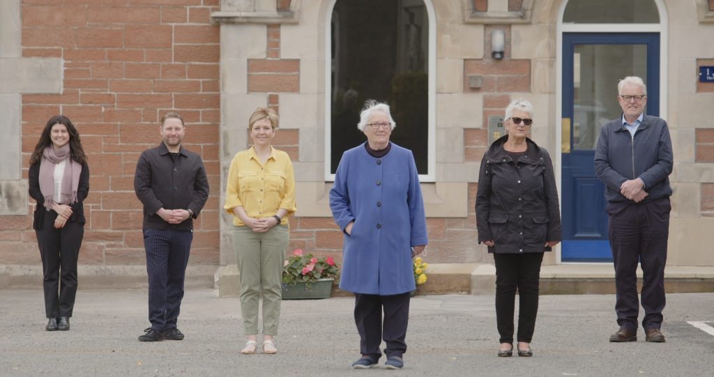 From left: Annabel Pidgeon, Partnership and Learning Manager SOSCH, Mike Staples, Chief Executive SOSCH, Karen Carruthers, Director - Eskdale Foundation, Margaret Sanderson, Chair - Eskdale Foundation, Stella Tait, Treasurer - Eskdale Foundation, Ronnie Tait, Vice Chair - Eskdale Foundation .