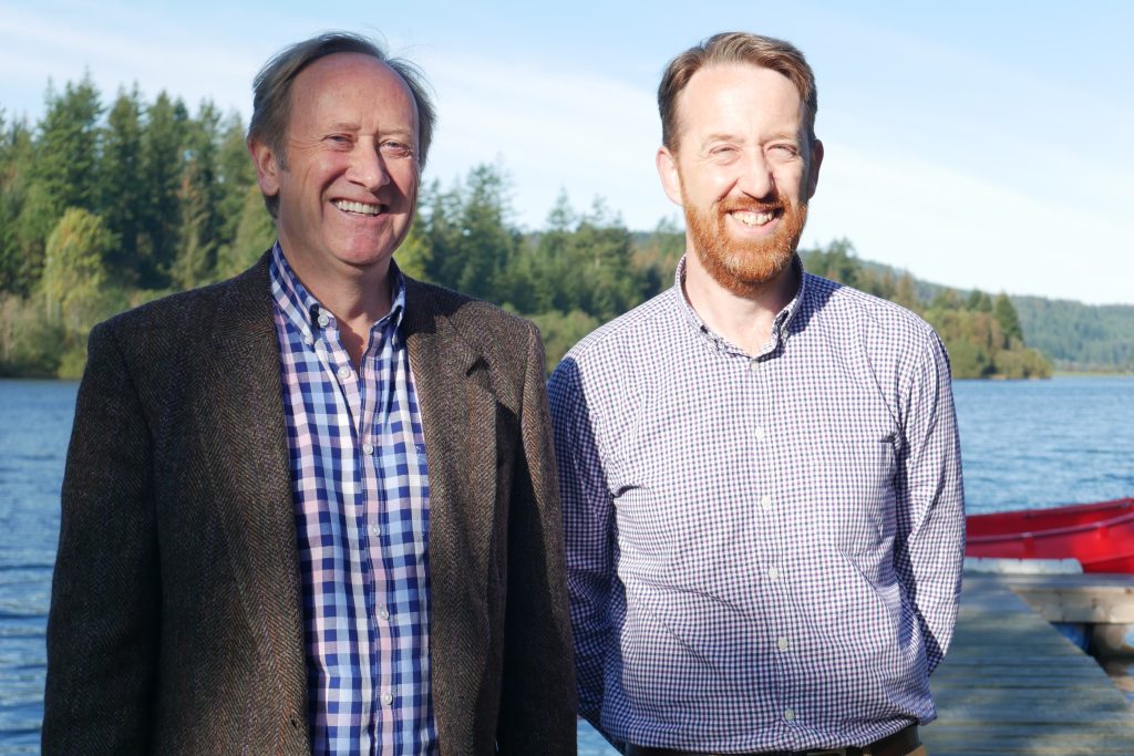 Alan Smith, Trust Chair, left, with  Barnaby Fryer Loch Ken Alive Officer.