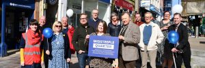 Members and supporters of Midsteeple Quarter Community Benefit Society gathered in Dumfries High Street on Saturday April 8th 2023 to mark the organisation's fifth birthday. Picture: Midsteeple Quarter