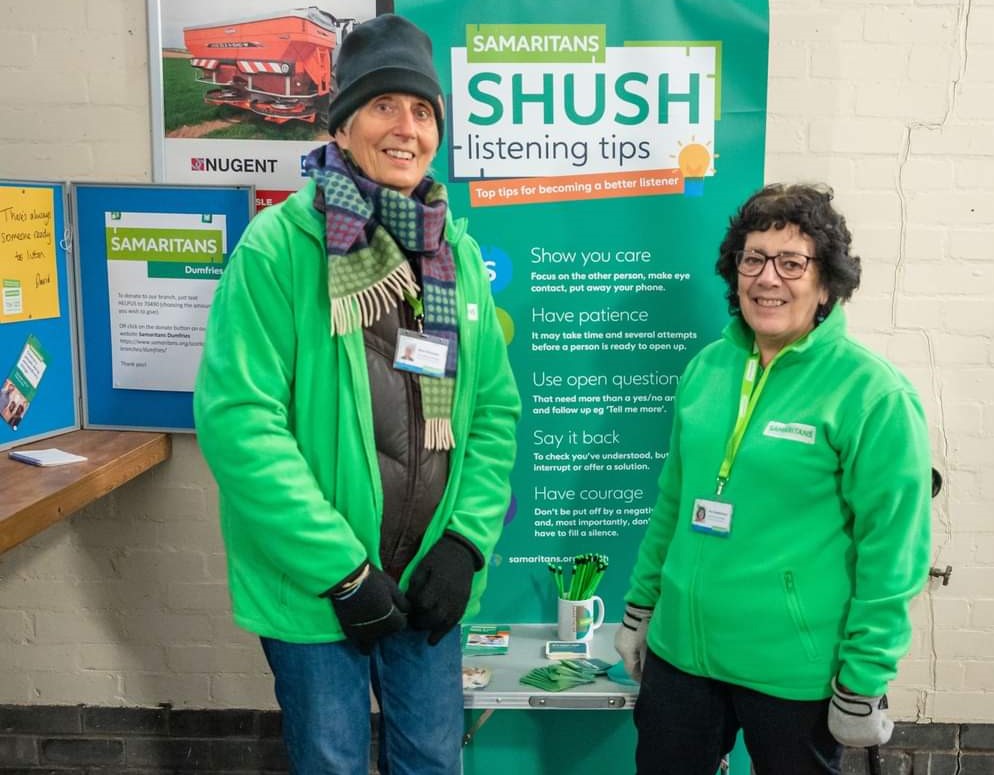 Getting information out to farming communities, including awareness raising about the Samaritans' telephone and email services, and self-help app.