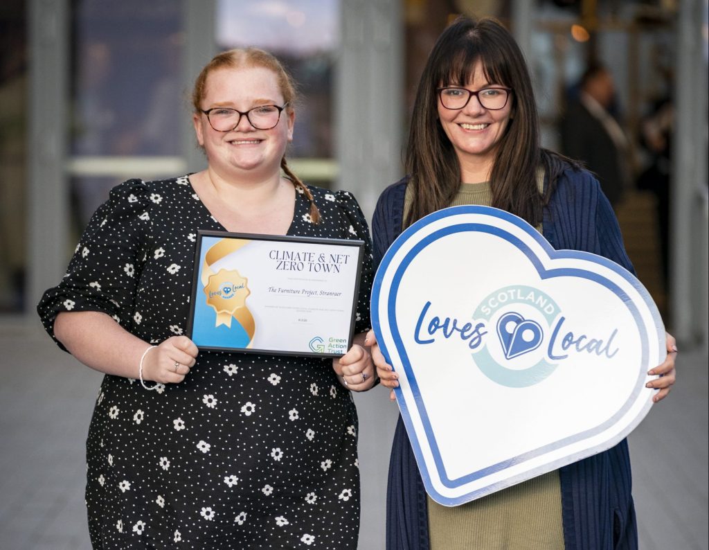 Aimee Green, left, Employability Development Co-ordinator, and Programme Manager Donna McKeand, from The Furniture Project, Stranraer, at the Scotland Loves Local Awards.