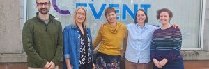 The partnership began with attendance at this week’s Third Sector Leaders Forum. From left, new Forum Chair John Muir, Community Inclusion Lead for LING; Claudine Brindle, of Dumfries and Galloway Carers Centre; Emmanuelle Le Coz and Kate Smith, of the Scottish Parliament; and Helen Keron, Head of Communities and Place (Interim) at TSDG.