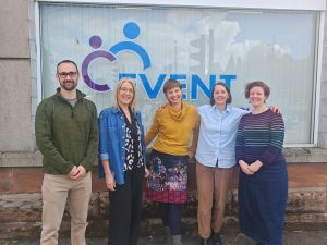 The partnership began with attendance at this week’s Third Sector Leaders Forum. From left, new Forum Chair John Muir, Community Inclusion Lead for LING; Claudine Brindle, of Dumfries and Galloway Carers Centre; Emmanuelle Le Coz and Kate Smith, of the Scottish Parliament; and Helen Keron, Head of Communities and Place (Interim) at TSDG.